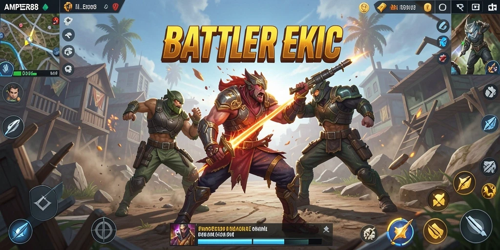 Tampilan gameplay seru di AMPER88 dengan aksi Battle Royale.
