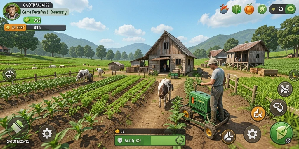 Screenshot utama GATOTKACA123 menampilkan gameplay Farming yang menarik.