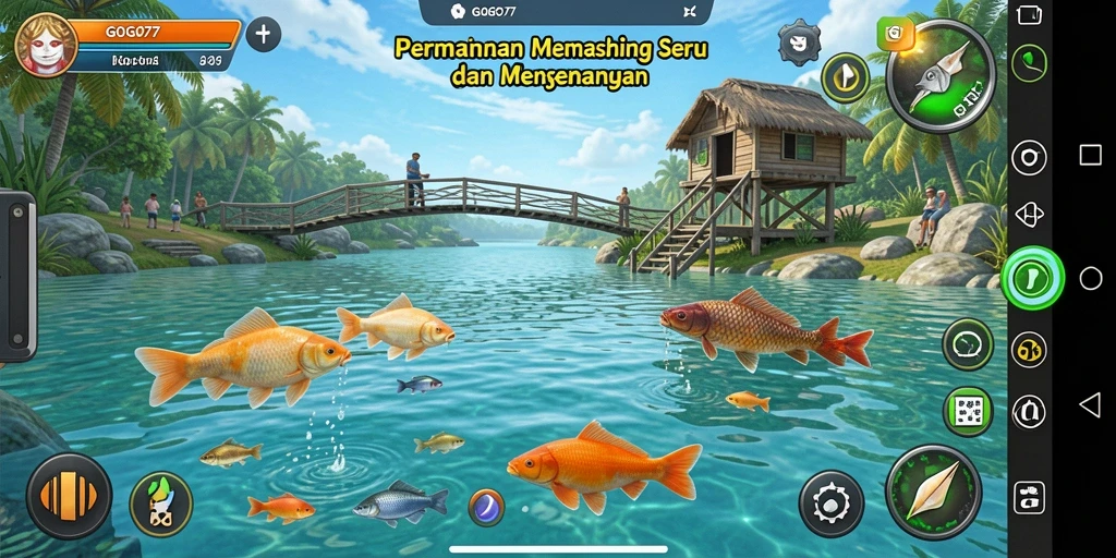 Tampilan gameplay GOGO77 yang menarik saat menangkap ikan.