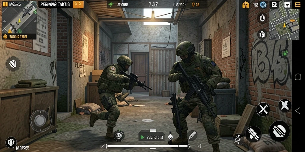 Tampilan gameplay MG525 yang seru dalam pertempuran TPS.