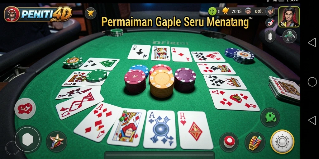 Screenshot utama menunjukkan gameplay seru dalam permainan Gaple.