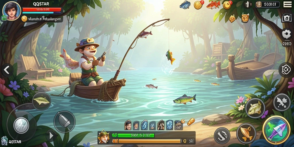 Tampilkan gameplay seru saat menangkap ikan di QQSTAR.