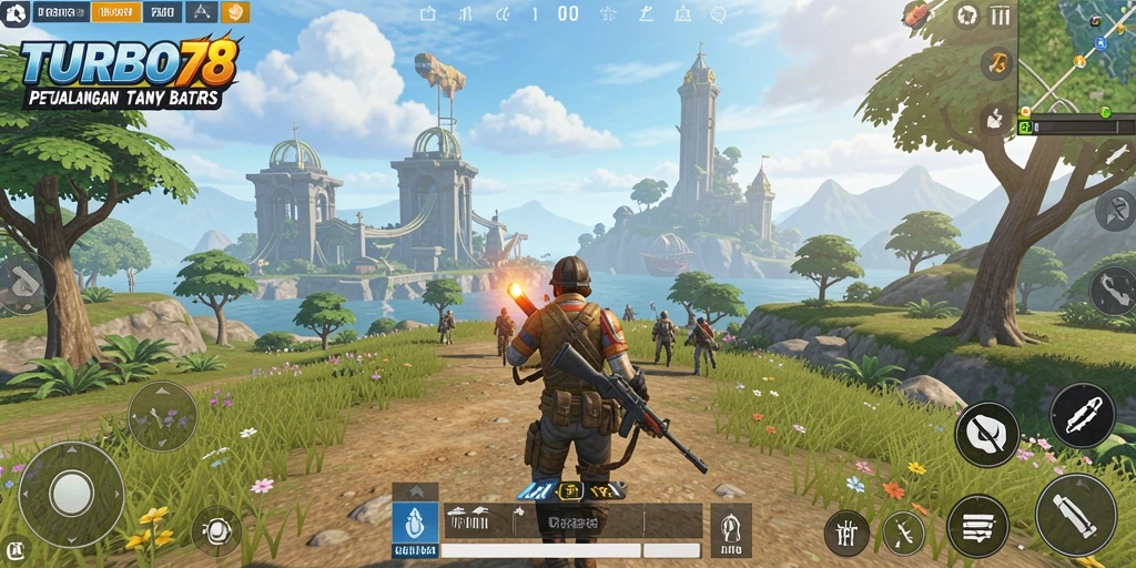 Tampilan gameplay TURBO78 yang menakjubkan di dunia terbuka.